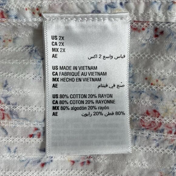 On 34th Womens Shirt Plus Size 2X Floral Print Long Sleeves Shadow Stripe Woven - Picture 9 of 10